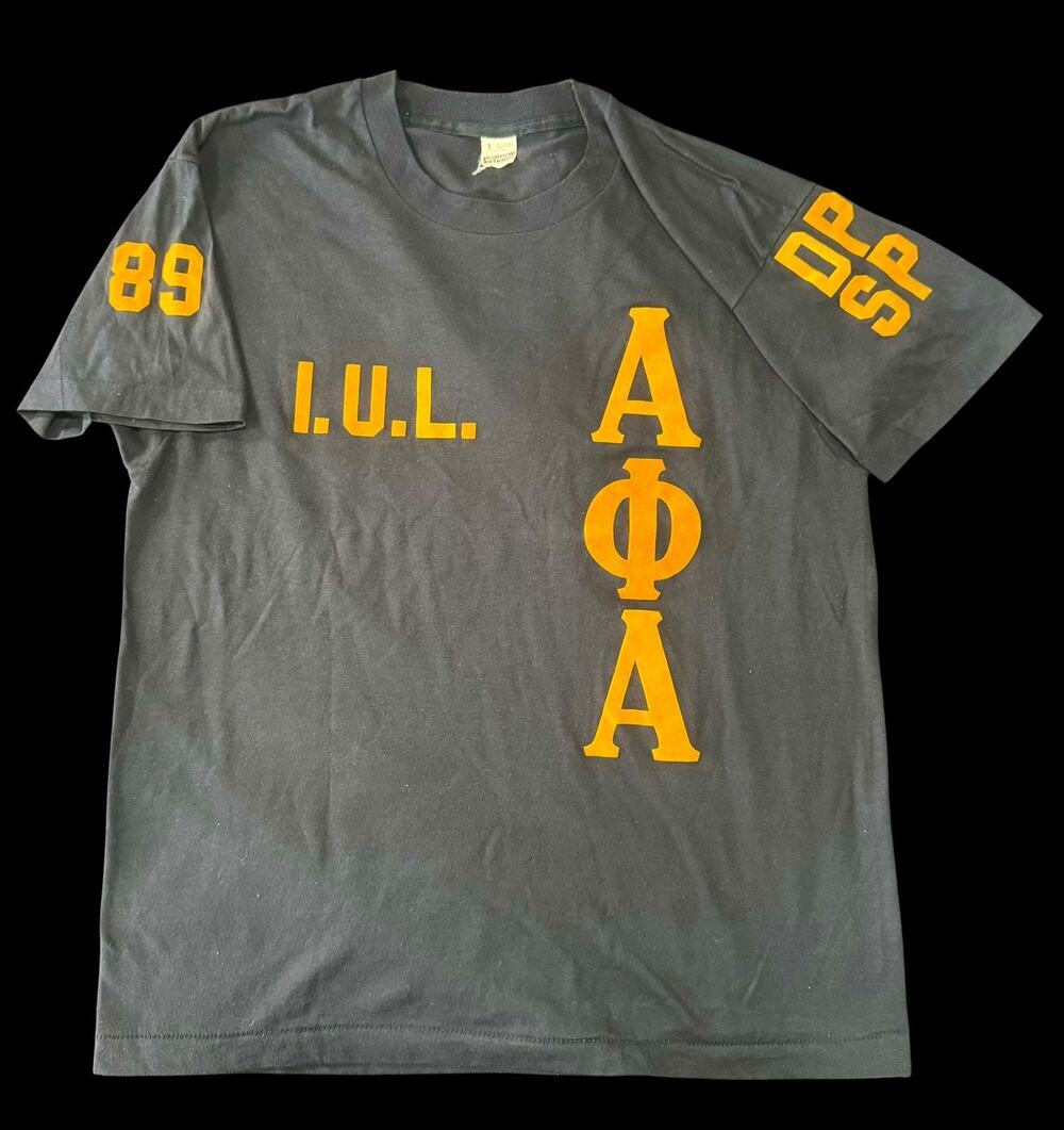 Vintage 70s Screen Stars Alpha Phi Alpha Fraternity Gamma Xi Shirt L Navy Rare